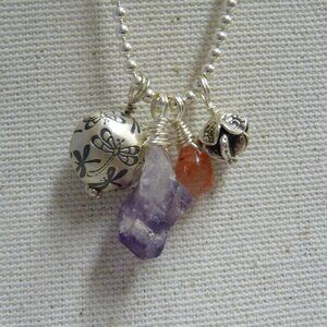 Sterling Silver Quartz Butterfly Charm Necklace